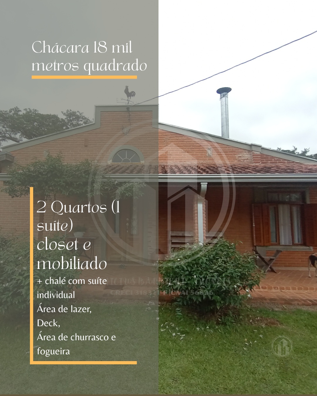 Chácara de 18 mil m² mobiliada, com chalé